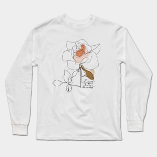 Abstract one line rose flower. Typography slogan design "Love you very much". Continuous line print. Long Sleeve T-Shirt